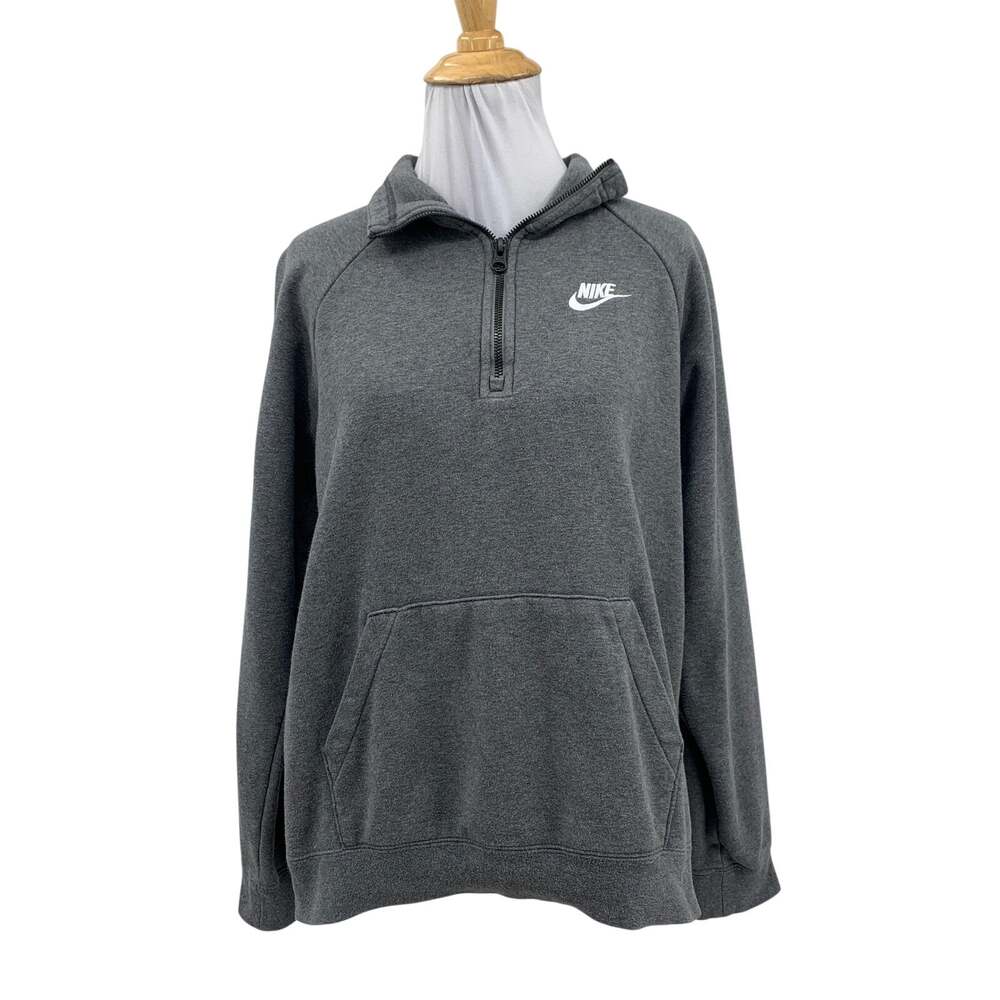Nike Jacket Womens S Small Gray Essential 1/4 Zip Fleece Heather Pullover Swoosh
